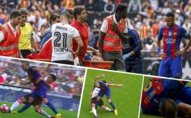 Iniesta intentó controlar la pelota, pero fue allí cuando Enzo Pérez le provocó la lesión que lo dejaría varios meses fuera de las canchas. Imágenes dramáticas.