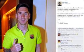 Este es el mensaje que posteó Lionel Messi en Facebook previo a la gran final de Champions.
