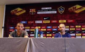 Luis Enrique y Andrés Iniesta brindaron conferencia de prensa en Los Ángeles.