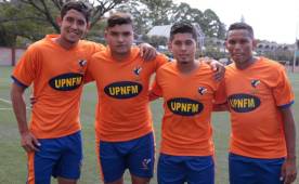 Brayan Velásquez, Júnior Padilla, Lesvin Median, Julio Canales y Gerson Argueta ya se integraron a los entrenos de la Universidad Pedagógica. Foto DIEZ.HN