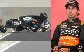 Momento del accidente del piloto mexicano Sergio 'Checo' Pérez en Hungría.