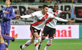 Lucas Alario festeja el gol con el que River avanzó a la final del Mundial de Clubes. FOTO AFP.