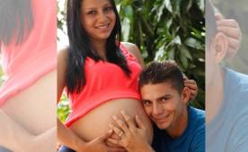 Franklin Morales, volante del Honduras, junto a su esposa Wendy, esperan que su hija Emely Carolina nazca este viernes, pero si no es así, el día límite es el sábado, día en el que el futbolista se juega el título con el Honduras Progreso.