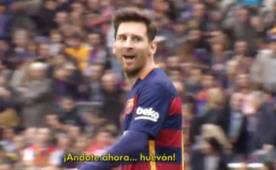 El momento en que Messi recrimió al arquero del equipo rival Pau López.