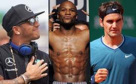 El boxeador norteamericano Floyd Mayweathe comparte el podio con Conor Mcgregor y Lewis Hamilton.