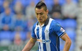 Roger Espinoza llegó en enero del 2013 al Wigan y jugó 57 partidos anotando tres goles.