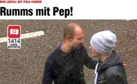 El técnico del Bayern Múnich sufrió un pequeño accidente con su vehículo tras frenar demasiado tarde e impactar contra un Volkswagen Polo que se encontraba situado justo delante suyo.