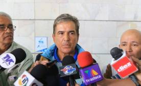 El entrenador de la Selección Sub-23 de Honduras, cuando atendía a los medios de comunicación a su arribo a Honduras después del juego contra Colombia.