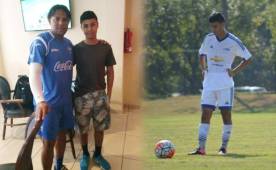 Alexander Reyes junto a uno de sus ídolos Carlos Pavón y jugando con Texas Rush en Houston.