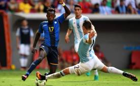 El delantero hondureño Alberth Elis fue el jugador más destacado que tuvo la Selección de Honduras este miércoles ante Argentina en Río 2016. Foto AFP