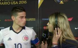 Andrea Guerrero durante el encuentro con James Rodríguez.