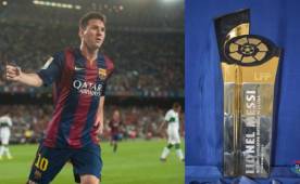 Messi recibe este domingo el trofeo que ya está plasmado con su nombre. (Foto. Mundo Deportivo)