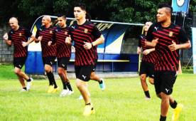 El mediocampista Mario Martínez en el entreno de este viernes por la tarde. Foto Cortesía Real España.