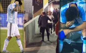 Momento en que Mohamed llegó a consolar a Messi en medio de su profunda tristeza.