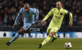El capitán del Barcelona, Andrés Iniesta salió satisfecho del Etihad. (Foto: AFP)
