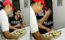 Luciano Ursino decidió probar la baleadas, eso sí, con permiso del cuerpo técnico del Real España.