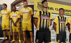 El Real España presentó un novedoso uniforme. El amarillo completo es de visita y el tradicional aurinegro será la primera vestimenta de la Máquina. Foto Wendell Escoto