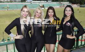 Bellas chicas adornan el clásico sampedrano desde tempranas horas en el estadio Yankel Rosenthal.