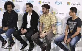 Los jugadores del Real Madrid participaron hoy en un acto publicitario.