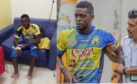 El futbolista hondureño Clayvin Zúniga cuando se encontraba hospitalizado luego del incidente que sufrió en El Salvador. Fotos Cortesía