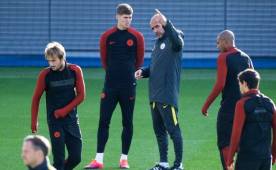 Pep Guardiola pudo disponer prácticamente de su plantilla al completo en la sesión de hoy. Foto AFP.