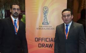 El entrenador Jorge Jiménez (derecha) hoy en el evento del sorteo del Mundial Sub-20. (Foto: Tomada de @jorge_jjimenez)