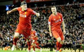 Skrtel celebrando el gol del empate para los de Anfield en último minuto.