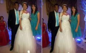 Romell Quioto junto a su esposa Katelin Almendárez en su boda el sábado.