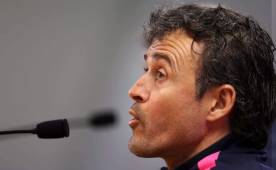 Luis Enrique, técnico del Barcelona durante la conferencia de prensa de este sábado. EFE.