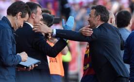 Luis Enrique celebró de forma eufórica el título de Liga, el segundo como entrenador.