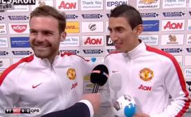 Juan Mata sirvió de traductor a Di María tras el triunfo ante Queens Park Rangers y al final terminó riendo.