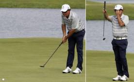 Schacher tuvo una interrupción de juego en el hoyo 14 después de que se suspendió la jornada por actividad eléctrica. Fotos Delmer Martínez