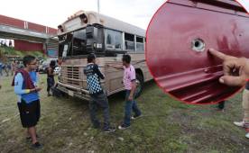 El autobús donde se transportaba la barra de Motagua recibió impactos de bala. Foto DIEZ