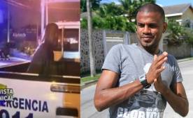 Maynor Suazo en la patrulla de la Policía Nacional esta madrugada.