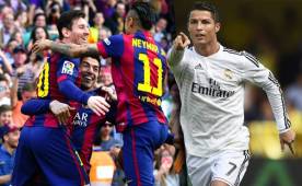 Leo Messi, Luis Suárez, Neymar y Cristiano Ronaldo figuran entre los diez candidatos finales a Mejor Jugador de UEFA 2014-15. Foto AFP