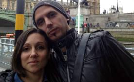 Verónica Brunatti junto al Topo López, ambos eran periodistas y cubrían el Mundial.