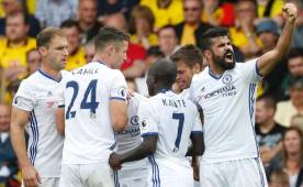 Diego Costa celebra el gol que significó tres puntos para el Chelsea ante Watford.