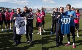 Florentino Pérez con Carlo Ancelotti e Iker Casillas en Valdebebas. (Fotos: Real Madrid)
