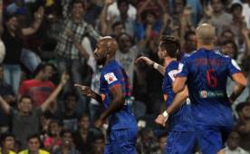 Nicolás Anelka festejando su primera anotación en la India. (Foto: AFP)