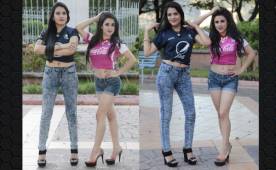 Ónice y Génnesis, las dos bellas chicas que engalan la previa del clásico capitalino. Fotos Juan Salgado.