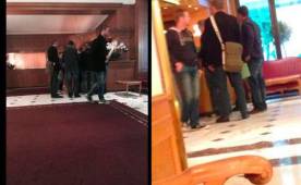 Momento en que agentes del FBI se identificaban en el lobby del hotel en Suiza para proceder a las capturas.