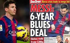 La portada del Daily Star asegura que Chelesea ofrece a Messi 6 años de contrato.