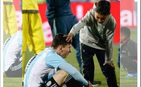 Los niños chilenos se metieron al campo y se fueron a poner al lado de Messi para consolarlo.