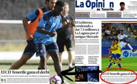 El delantero hondureño Darixon Vuelto ha ocupado portadas en España por su actuación con el Tenerife al que llegó para jugar en el equipo de reservas. Foto cortesía