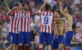 El Atlético de Madrid celebró a lo grande su pase a semifinales de Champions. Foto AFP