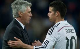 James Rodríguez se sumó a Cristiano Ronaldo y pide la continuidad de Carlo Ancelotti. Foto AFP