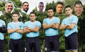 Raymundo Cálix, Jorge el 'Ñangui' Cardona, Franklyn 'Owen' Morales, Jorge Zaldívar, Juan 'Camellito' Delgado, Edwin León, Luis Alvarado, Leo Isaula y Ángel Tejeda, la base del Honduras Progreso. Fotos DIEZ.