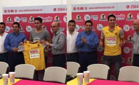 Momentos de la presentación del delantero argentino Domingo Zalazar con el Real España de Honduras. Foto Fredy Nuila