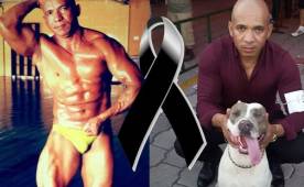 Jesús Pastor Sánchez con sus dos pasiones, el fisicoculturismo y los perros pitbull. Que en paz descanse.
