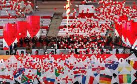 Aunque fue discreta, la inauguración del mundial Sub-17 fue muy colorida en Chile. FOTO: AFP